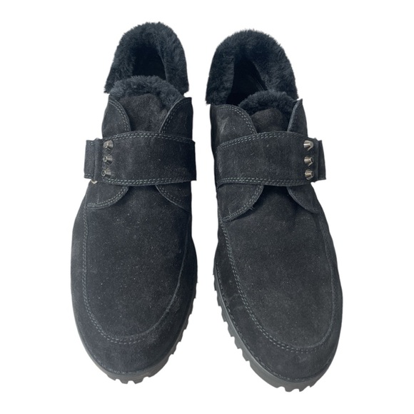 Stuart Weitzman Furgoodness Velcro Sneaker Black Suede Ankle Bootie Shoe Size 9 - Picture 4 of 7